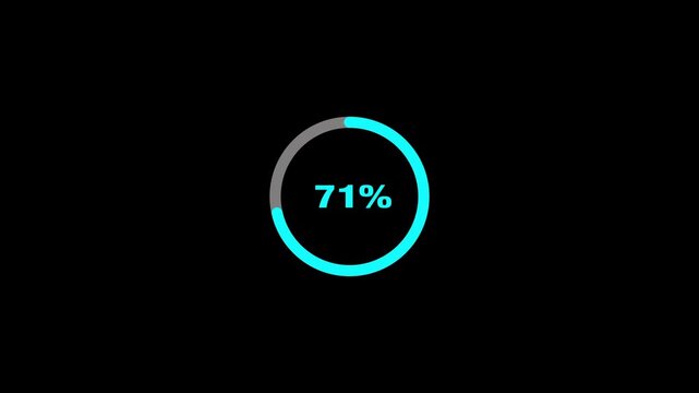 Minimal circular loading animation 0-100 percent progress bar, clean white ring loader ui on black background, 4k motion graphics overlay