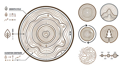 Tree Ring Growth Cycle Infographic: Age, Elevation, and Tree Life © Jarwo
