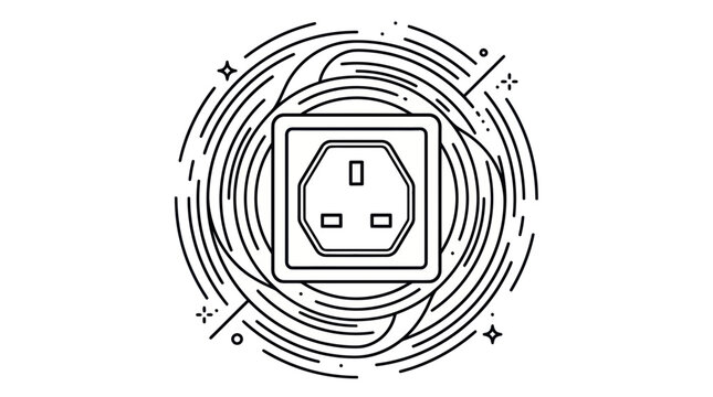 UK Power Socket Outlet with Swirling Abstract Lines and Stars