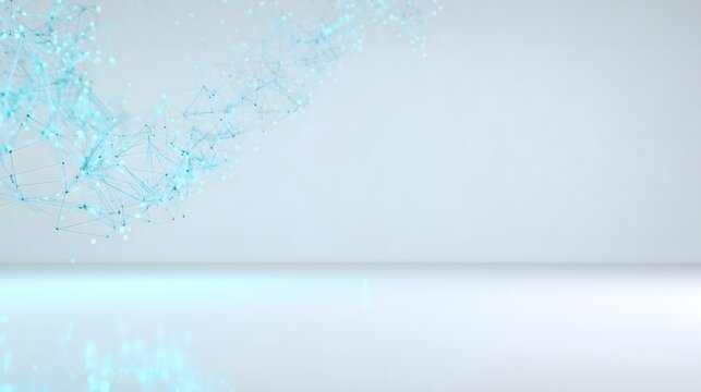 Futuristic abstract backdrop featuring luminous data wave on clean floor