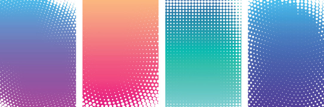Dotted halftone gradient texture. Vanishing polka dot background. Repeating dots gradation pattern background. coller full fading comic pop art overlay backdrop. Halftone raster effect wallpaper. 