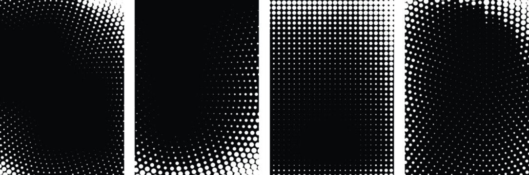 Dotted halftone gradient texture. Vanishing polka dot background. Repeating dots gradation pattern background. Black fading comic pop art overlay backdrop. Halftone raster effect wallpaper. Vector