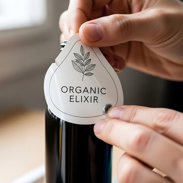 Hand Holding Bottle Of Organic Health Elixir Drink.