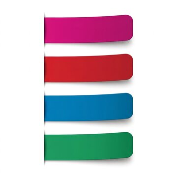 Colorful blank tabs or bookmarks on white background for notes and organization