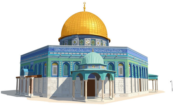 Dome of the Rock, Jerusalem, 3D illustration, architectural model, landmark