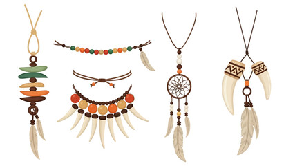 Native american jewelry, bohemian dreamcatcher necklaces, feather earrings, tribal accessories, fashion jewelry © Norway