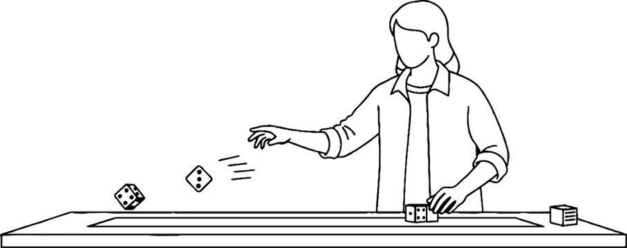 Person demonstrating dice rolling technique on tabletop.