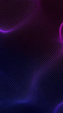 abstract blue and pink gradient background with wave grid lines animation, futuristic ai technology and science svertical ocial media motion background