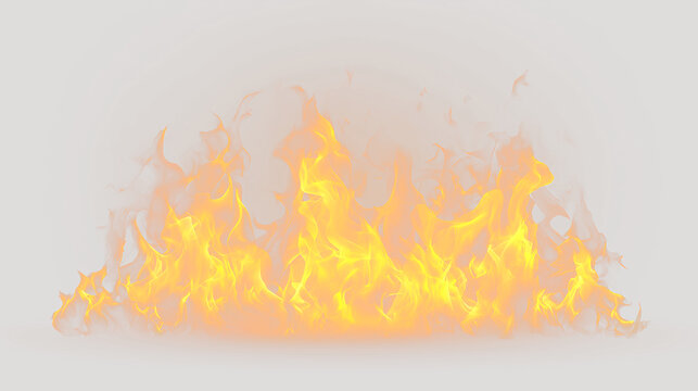 Flames rising from a fire on a transparent background during a night scene