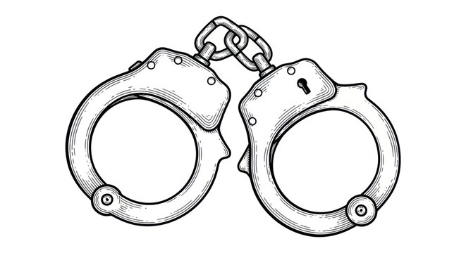 Handcuffs Illustration: Justice, Arrest, Security, Crime, Law Enforcement, Punishment