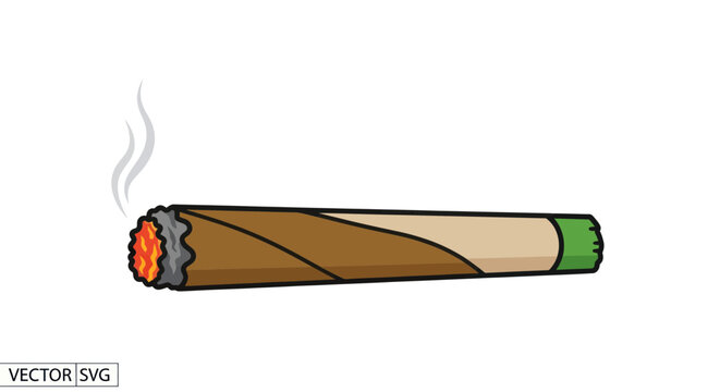 Hand-drawn illustration of a burning marijuana blunt with smoke