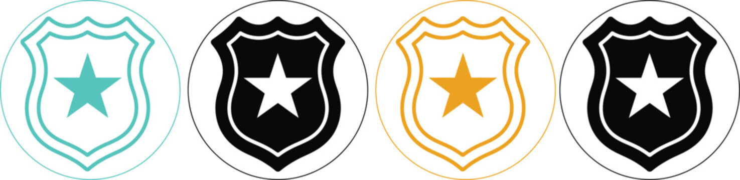Colorful sheriff badge icon with star shape vector illustration