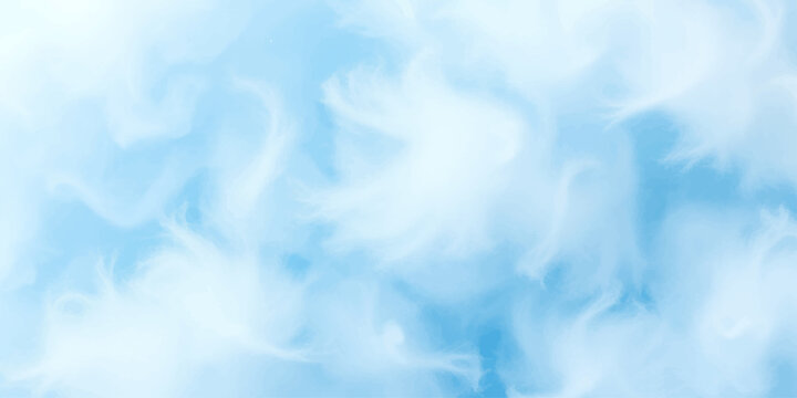 Soft white feathers drift and swirl against a serene blue background, creating a delicate, ethereal abstract pattern that evokes a sense of lightness and tranquility.
