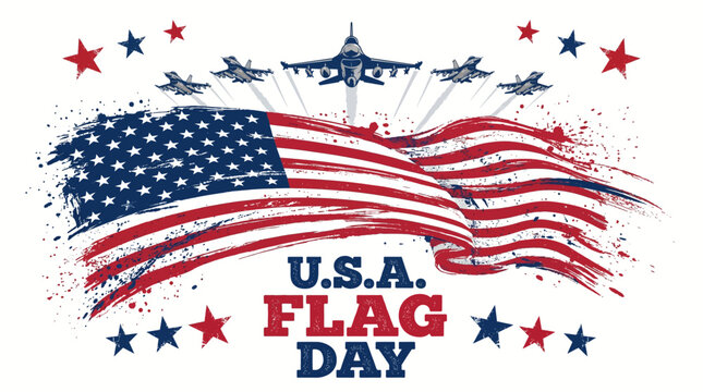 U.S.A. Flag Day patriotic celebration vector illustration background with American flag and stars