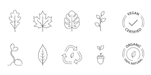 Collection of hand drawn nature and certification icons © MdMezbahul