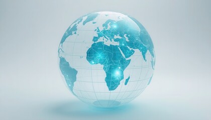 Fototapeta premium Glowing digital globe with pulsing network connection nodes across continents connection technology communication internet information abstract infrastructure connectivity computing dataflow