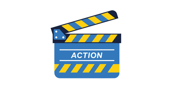 Movie Clapperboard with Action Text - Film Production Symbol