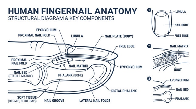 Human Fingernail Anatomy Diagram: Structural Components and Key Parts