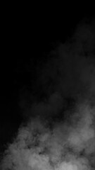 Fototapeta premium Vertical abstract smoke misty fog on isolated black background. Smoke effect overlays. Design texture elements.