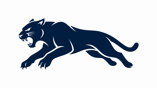 Panther cougar leaping mascot logo vector illustration for esports gaming team athletic club dynamic dark blue animal icon white background