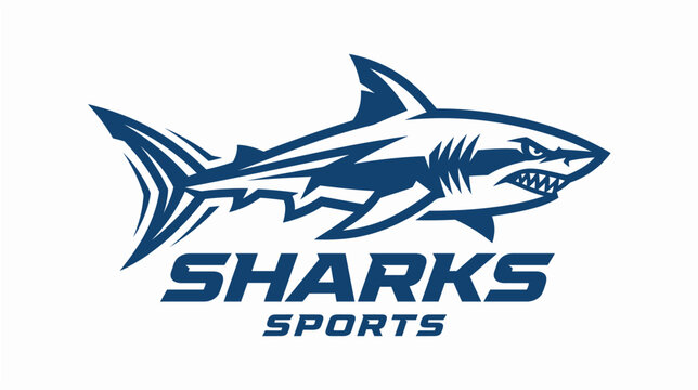 Shark aggressive mascot logo vector illustration for esports gaming team athletic club dynamic dark blue animal icon white background design