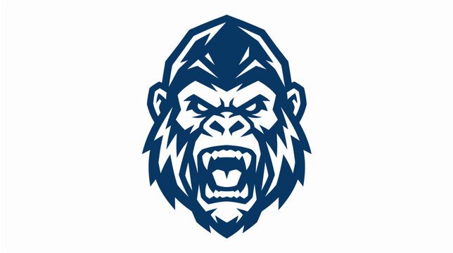 Gorilla mascot logo vector illustration for esports gaming team athletic club dynamic dark blue animal icon on white background