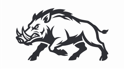 Fototapeta premium Wild boar logo vector aggressive hog mascot icon razorback sport team emblem t-shirt print isolated on white background design