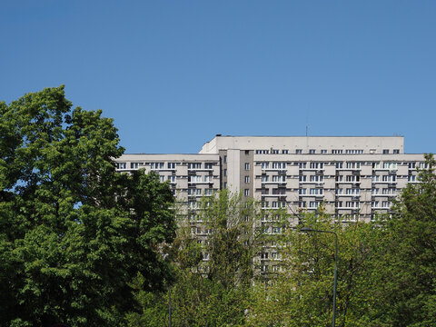 Brutalist block of flats in Warsaw
