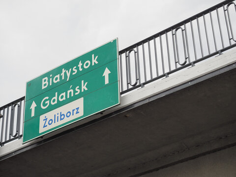 Direction sign in Warsaw