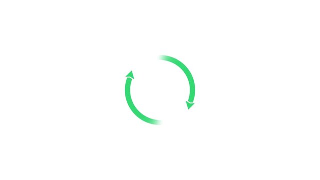 Reload icon animation with circular arrow on black background, loop rotation, refresh update symbol, process synchronization, restart cycle, digital loading ...