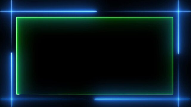 Abstract neon line picture frame background, Rectangular Fire effect Animation. Fire Flame Gradually Appearing in A rectangle Frame. lights in rectangle shape background. .4K Motion Graphic.