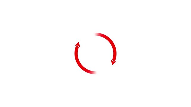Reload icon animation with circular arrow on black background, loop rotation, refresh update symbol, process synchronization, restart cycle, digital loading ...