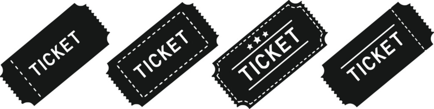 Four black torn ticket stubs with rough edges and grunge texture Vector