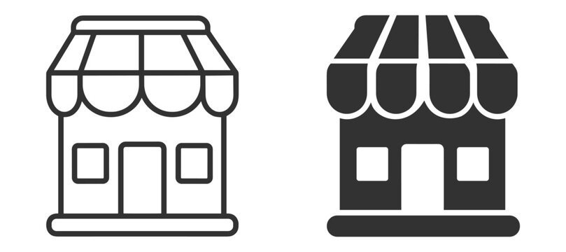 Store icon collection, retail shop, ecommerce and marketplace symbols on transparent background
