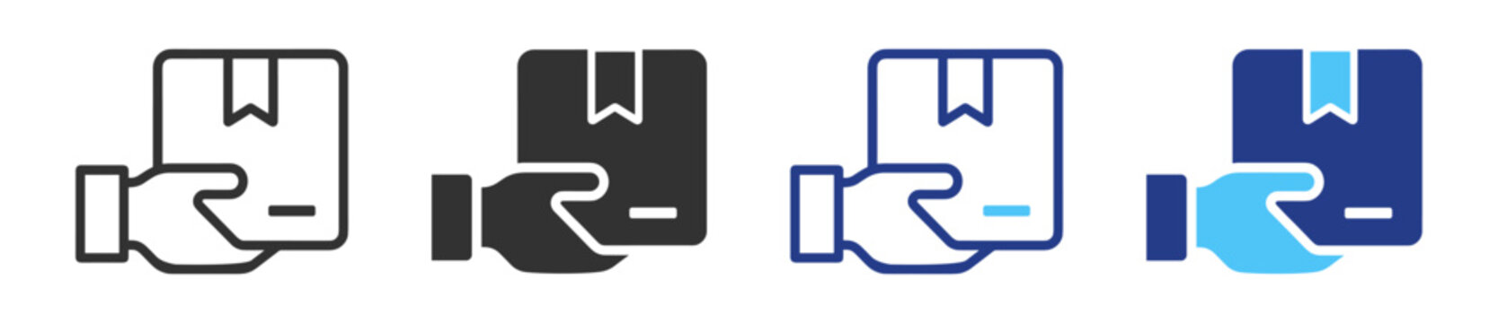 Package return and refund icons, ecommerce, shipping and customer service symbols, outline collection on transparent background