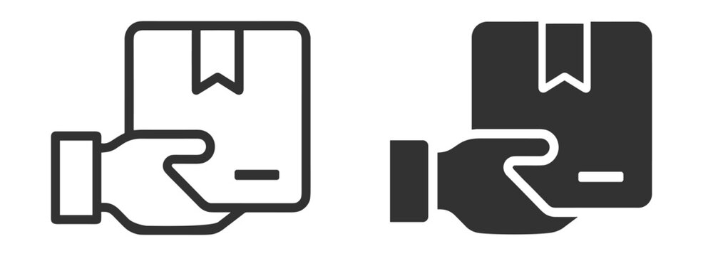 Package return icon collection, ecommerce, delivery and refund service symbols, outline vector set on transparent background