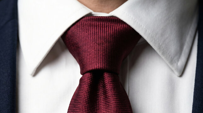 close up of man wearing shirt and tie with red necktie formal business fashion style elegance suit and collar detail