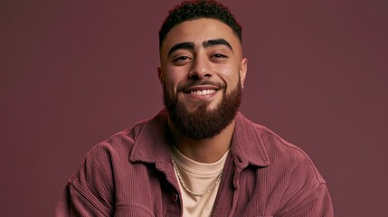 Obraz premium Gen Z Team Lead Young Middle Eastern Man Studio Agency Thoughtful