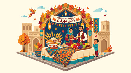 Obraz premium Vibrant Persian New Year Celebration Scene.