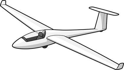 Fototapeta premium White glider aircraft in flight, aerodynamic, soaring, wind power, aviation sport, freedom, adventure, clear sky