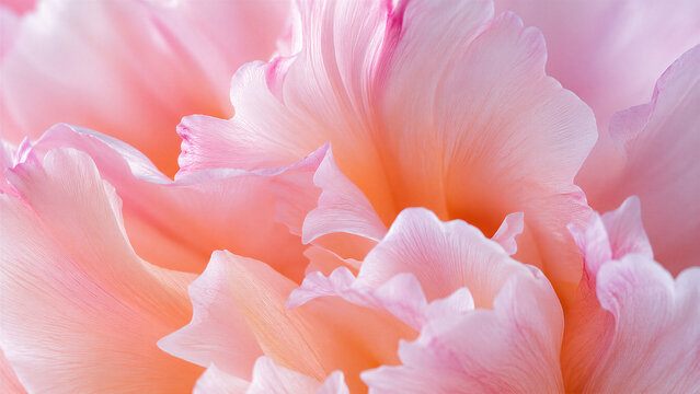 Pink peony petals macro with soft pastel gradient tones