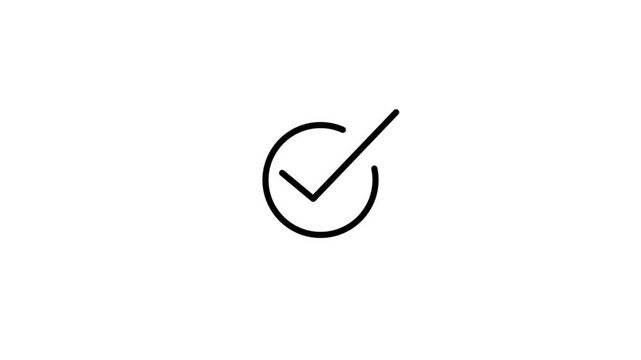 Glowing neon check-mark icon animation with black background.