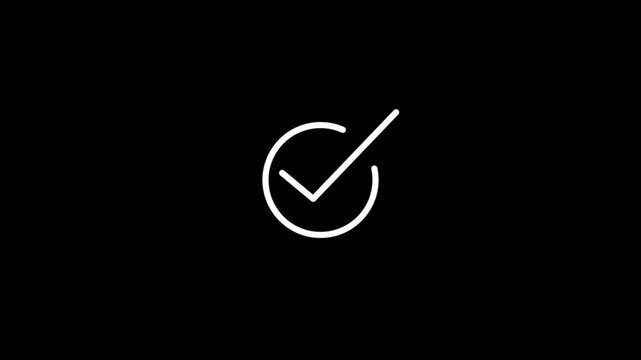 Glowing neon check-mark icon animation with black background.