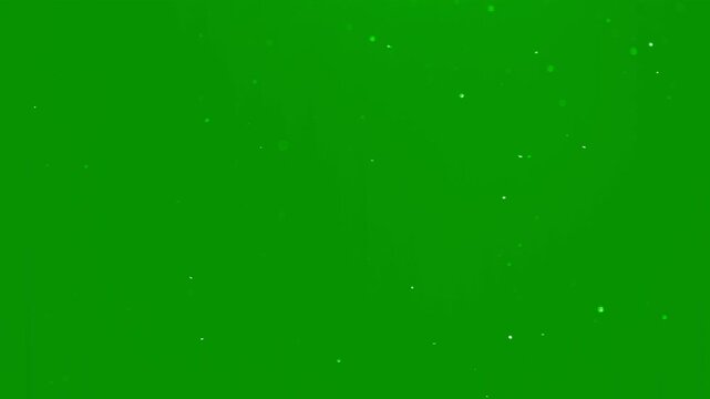 Particles of snow dust on a green background. Real snowflakes Perfect for Christmas visual, winter intro, cinematic overlay, motion design project. White snowflakes falling isolated