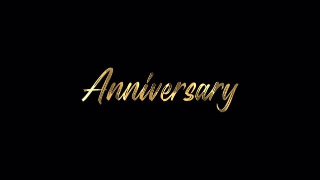 Text anniversary golden animation simple typhograpy on transparent background, 4k video