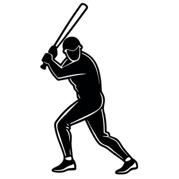 A silhouette image of a cricket player 