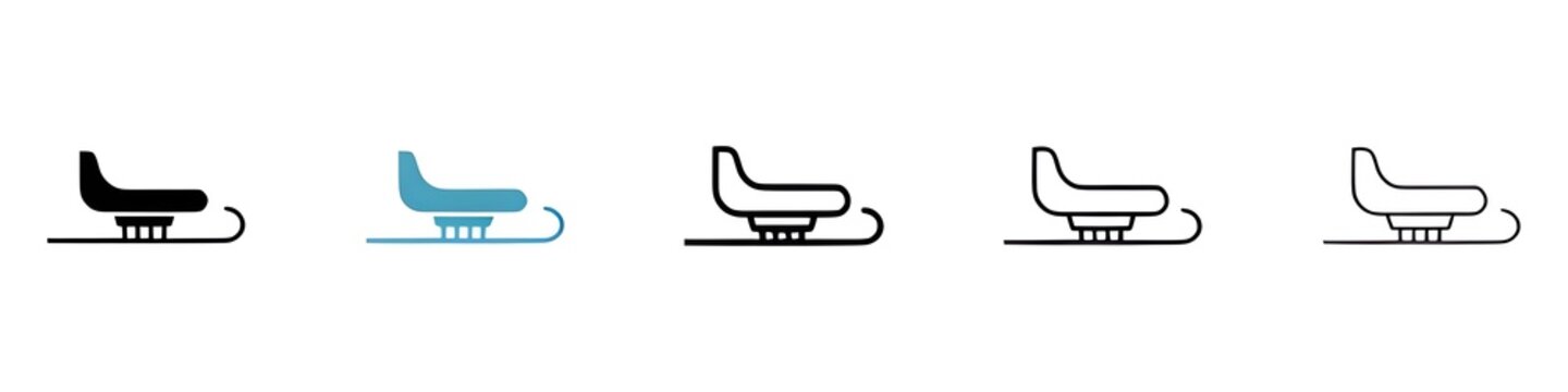 Sled vector icon set. Santa sleigh symbol for UI designs. Thin line customizable illustration. Contour symbol. Vector isolated outline drawing. Editable stroke