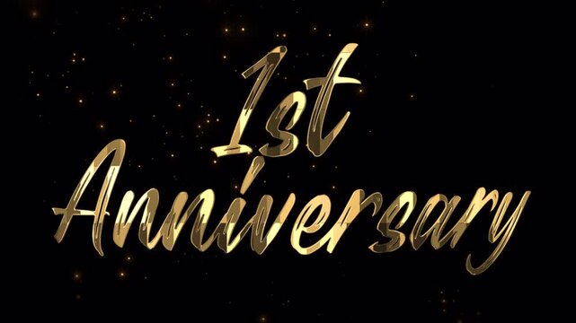 1st Anniversary gold animation. greeting for the 1st anniversary. luxurious celebrating 1 Year of excellence.
