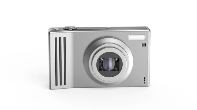 Digital camera on white background