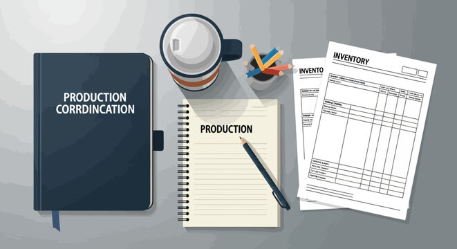Advanced Vector Graphic Depicting a Futuristic Factory Production Line